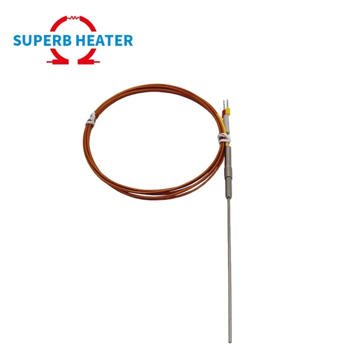 Polyimide Wire Armored Probe Thermocouple, 1.5*80/100/120mm, K/J Type Flexible Temperature Sensor