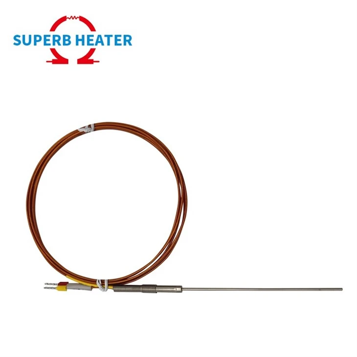 Polyimide Wire Armored Probe Thermocouple, 1.5*80/100/120mm, K/J Type Flexible Temperature Sensor
