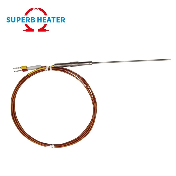 Polyimide Wire Armored Probe Thermocouple, 1.5*80/100/120mm, K/J Type Flexible Temperature Sensor